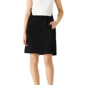 KAUFMANFRANCO White Black Colorblock Shape Crewneckline Shift Mini Dress Size 2
